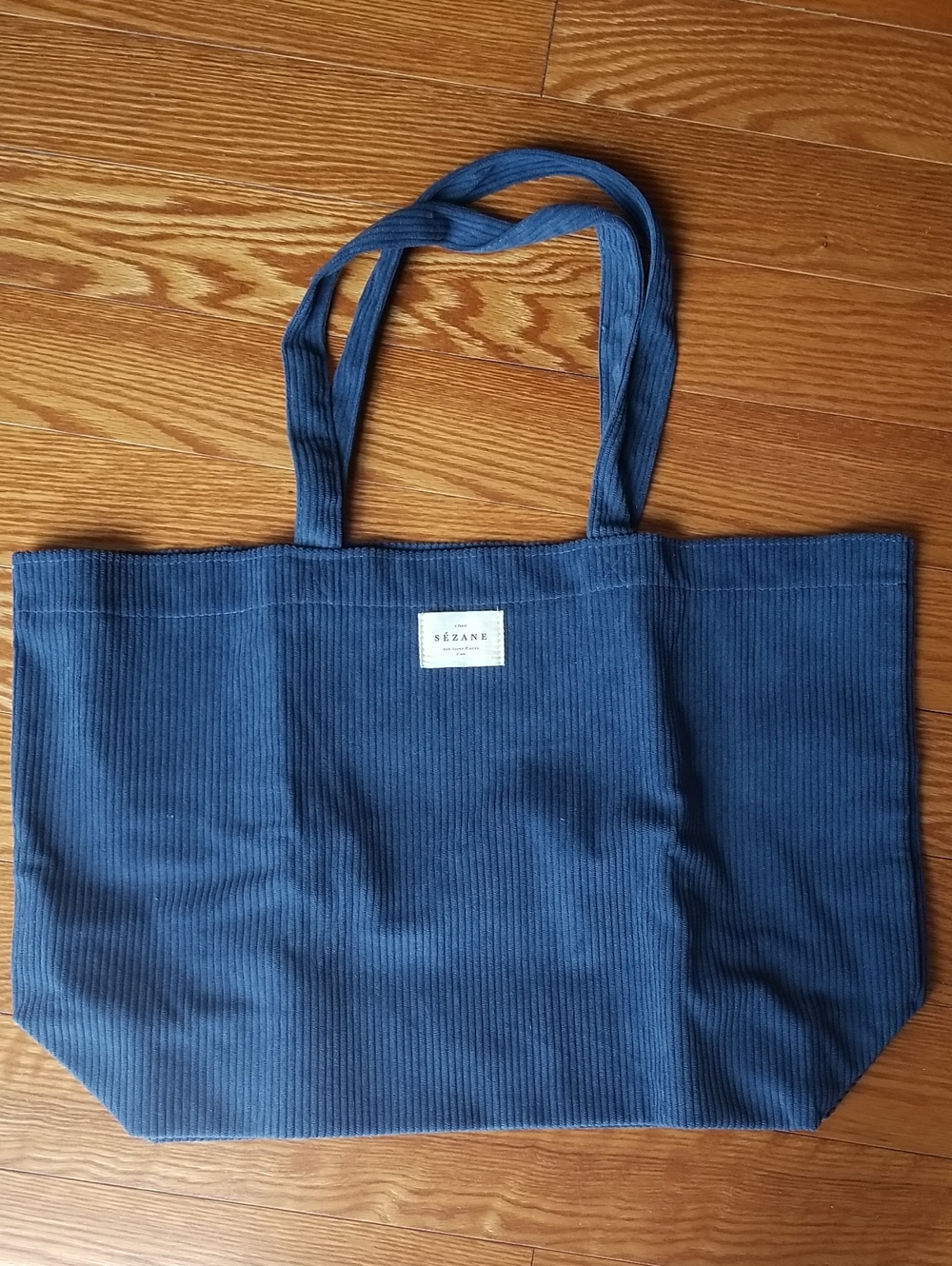 NEW- Sezane Deep Blue Corduroy Tote Bag